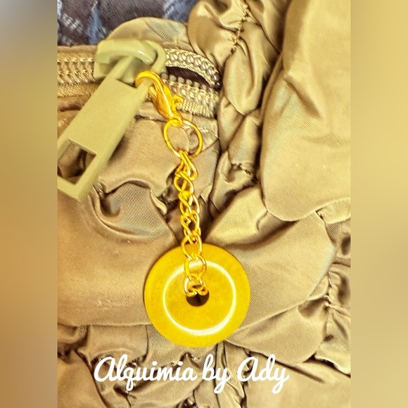 Olive Jade gemstone keychain Bag charm - Picture 2 of 2